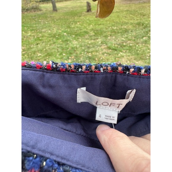 NWT Loft Navy Tweed Women's Skirt| Multicolor hints of shimmer mini skirt | SZ 4 - Picture 5 of 7